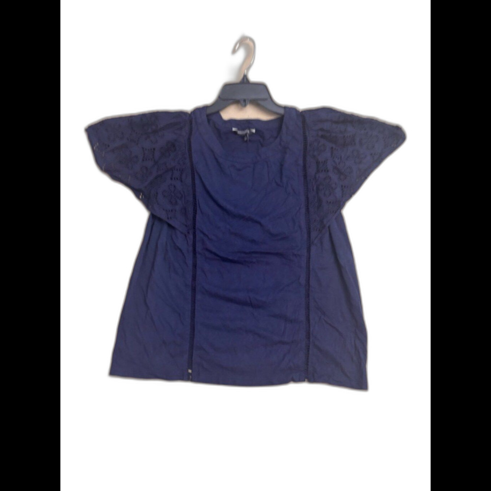 Banana Republic ruffled eyelet lace cap sleevesTop Women's Size M Blue